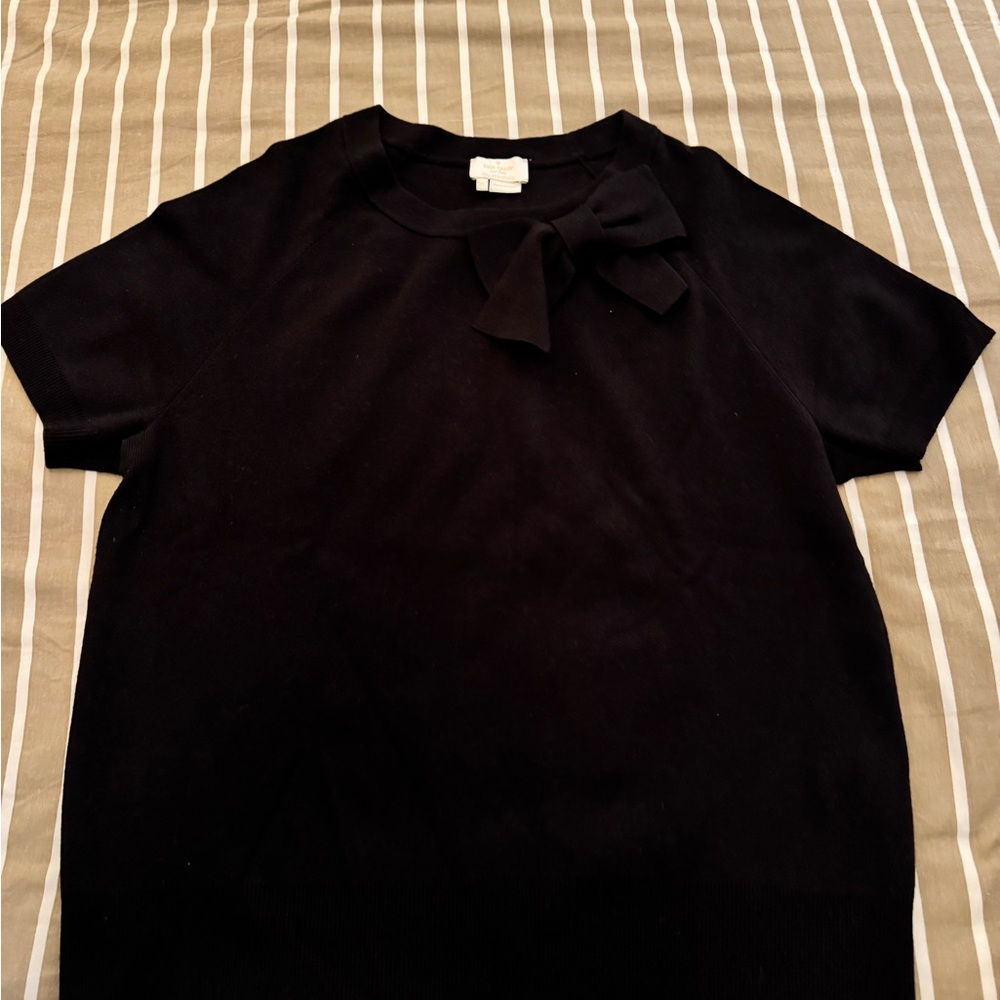 kate spade Black Short-Sleeve Bow Crewneck Sweater